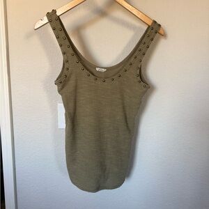 POL Olive Studded Tank Top